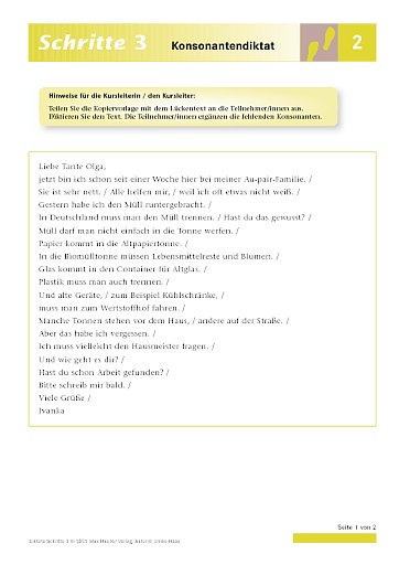 Lektion 2: Konsonantendiktat