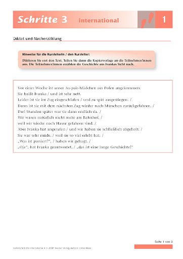 Diktat und Nacherzählung