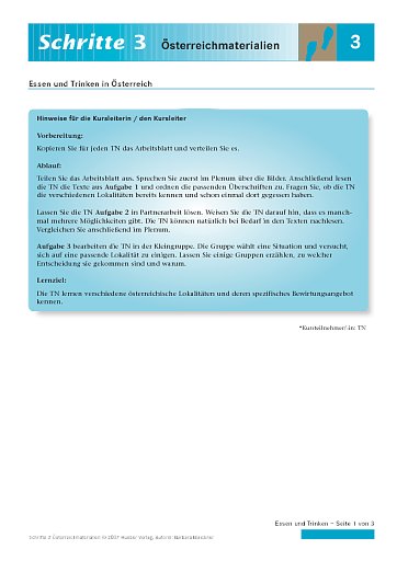 Lesetext: Essen und Trinken ...