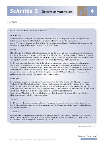 Sprechen und Spielen: Österreichs Feiertage