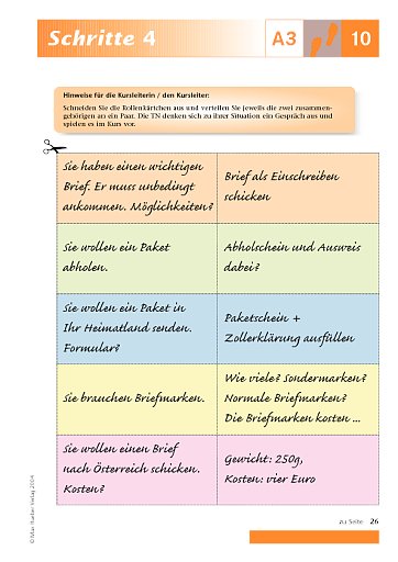 Kopiervorlage zu Lektion 10, A3