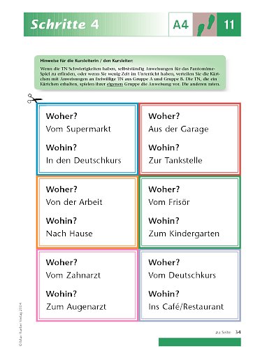 Kopiervorlage zu Lektion 11, A4