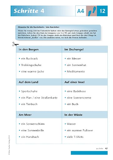 Kopiervorlage zu Lektion 12, A4