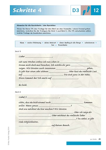 Kopiervorlage zu Lektion 12, D3