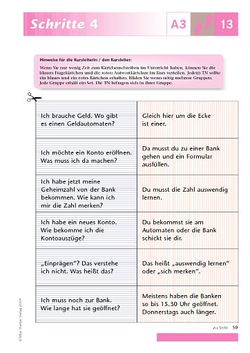 Kopiervorlage zu Lektion 13, A3