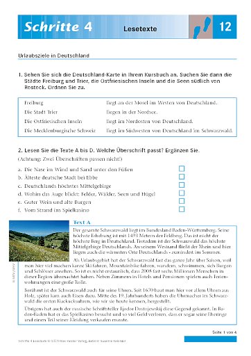 Lektion 12: Urlaubsziele in Deutschland