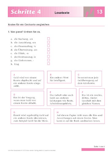 Lektion 13: Kosten für ein Girokonto vergleichen