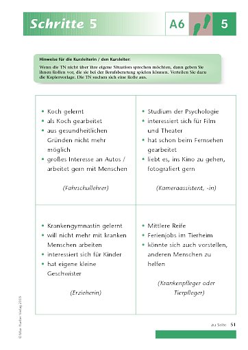 Kopiervorlage zu Lektion 5, A6
