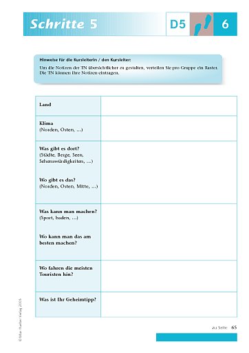 Kopiervorlage zu Lektion 6, D5