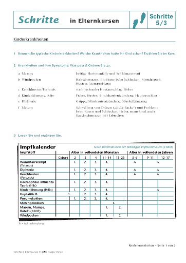 Lektion 3: Kinderkrankheiten