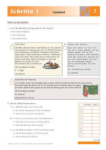 Lektion 7: Post von der Schule