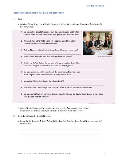 Lektion 2: Geschäftsessen