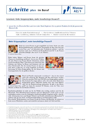 Mehr Krippenplätze, mehr berufstätige Frauen?!*