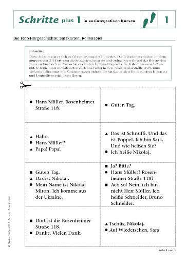 Satzkarten, Rollenspiel