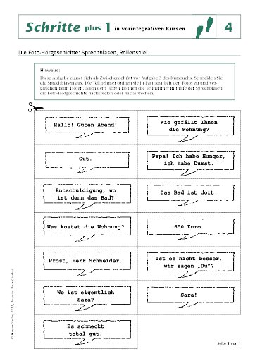 Sprechblasen, Rollenspiel