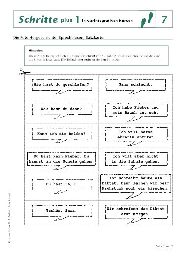 Sprechblasen, Satzkarten