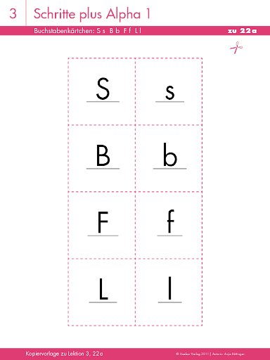 Buchstabenkärtchen: S s B b F f L l