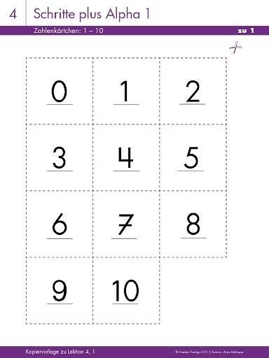 Zahlenkärtchen: 1 – 10