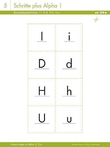 Buchstabenkärtchen: I i D d H h U u