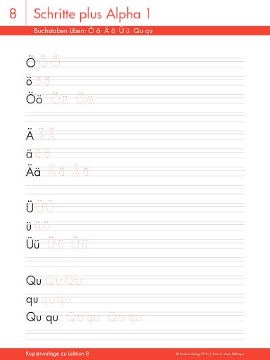 Buchstaben üben: Ö ö Ä ä Ü ü Qu qu