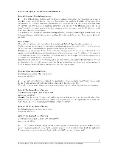Lehrerhandbuch: Auszug zu Lektion 5