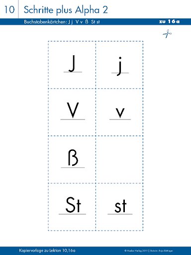 Buchstabenkärtchen: J j V v ß St st