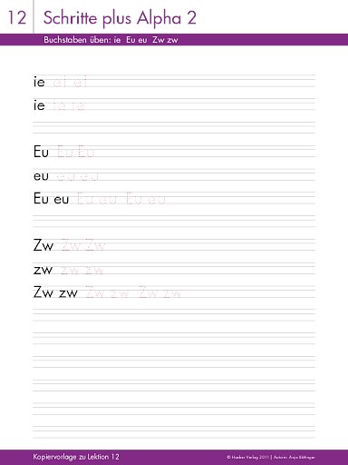 Buchstaben üben: ie Eu eu Zw zw