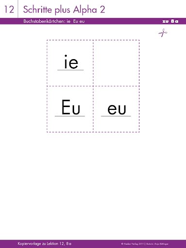 Buchstabenkärtchen: ie Eu eu