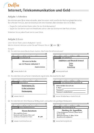 nach Aufgabe 11: Arbeitsblatt "Internet, Telekommunikation und Geld"