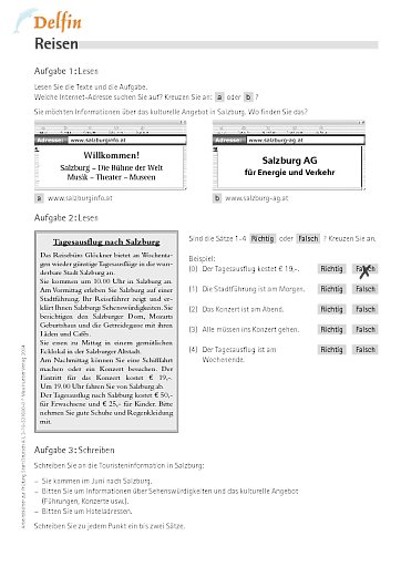 nach Aufgabe 10: Arbeitsblatt "Reisen"