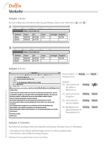 nach Aufgabe 18: Arbeitsblatt "Verkehr"