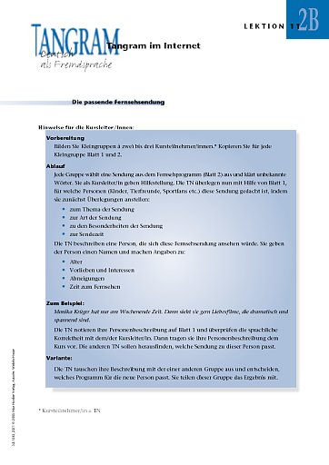 Die passende Fernsehsendung