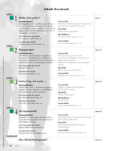 Tangram aktuell 1, A1/1: Inhalt 
