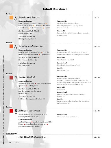 Tangram aktuell 1, A1/2: Inhalt 