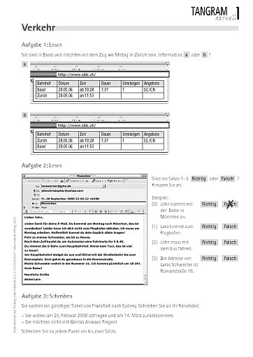 nach Aufgabe B4: Arbeitsblatt "Verkehr"