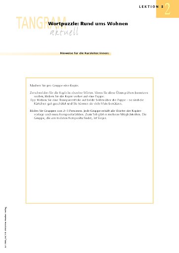 Wortpuzzle: Rund ums Wohnen