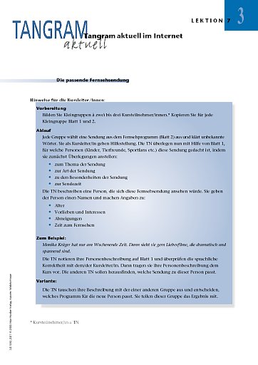 Die passende Fernsehsendung