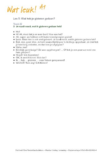 Les 5: Wat heb je gisteren gedaan?